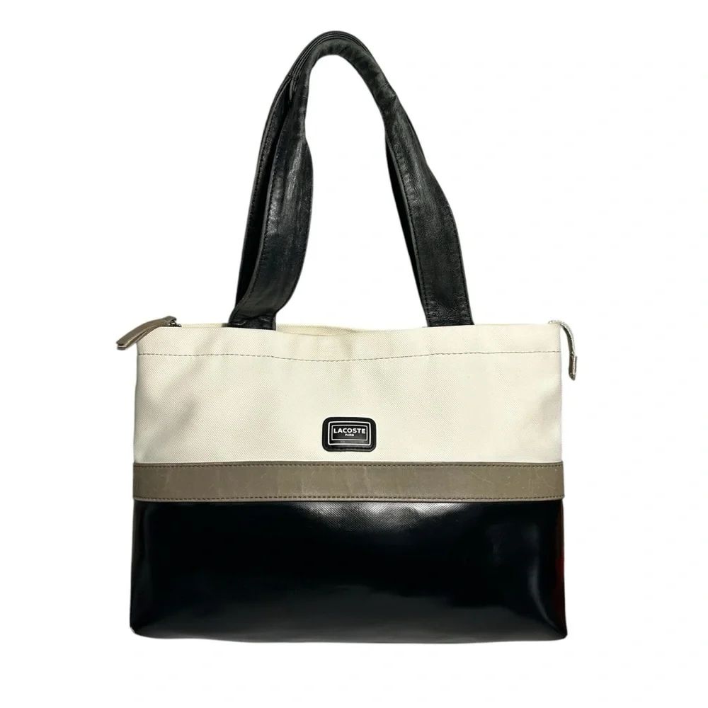 Lacoste Horizontal Shopping Bag Black and IvoryTote